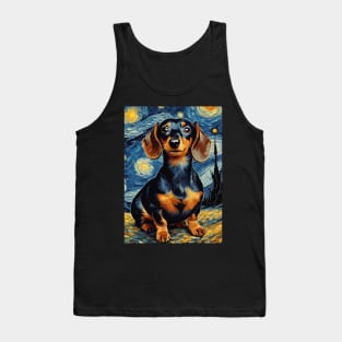 Dog Breed Dachshund in a Van Gogh Starry Night Art Style Tank Top